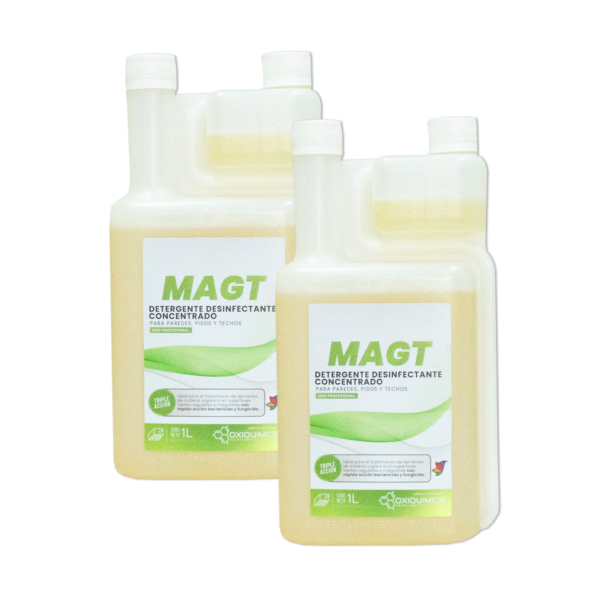 "MAGT TRIPLE PODER, solución de limpieza y desinfección en un solo paso para pisos, paredes, techos y mobiliario"